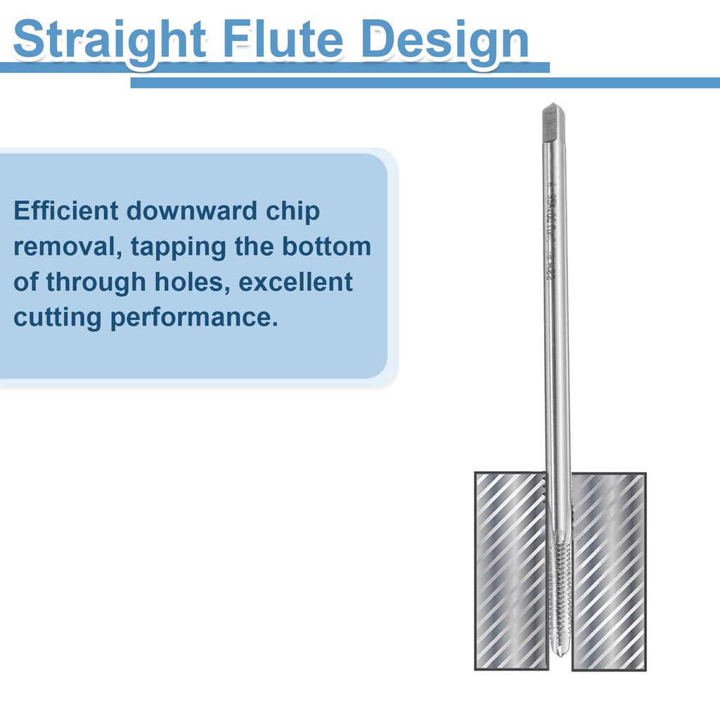 uxcell 2pcs Straight Flute Screw Taps 6-32 UNC 2B Thread 4" Extra Long HSS6542 Machine Threading Milling Tap Tapping Tools