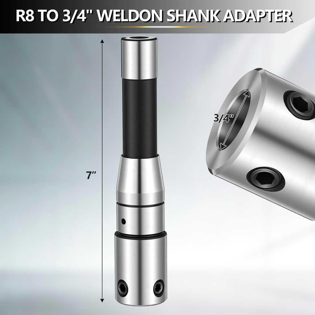 Lanties Annular Cutter Arbor Adapter, R8 to 3/4" Weldon Shank, Standard