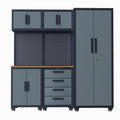 6-Pack Garage Storage Cabinet System with Workbench and Pegboard