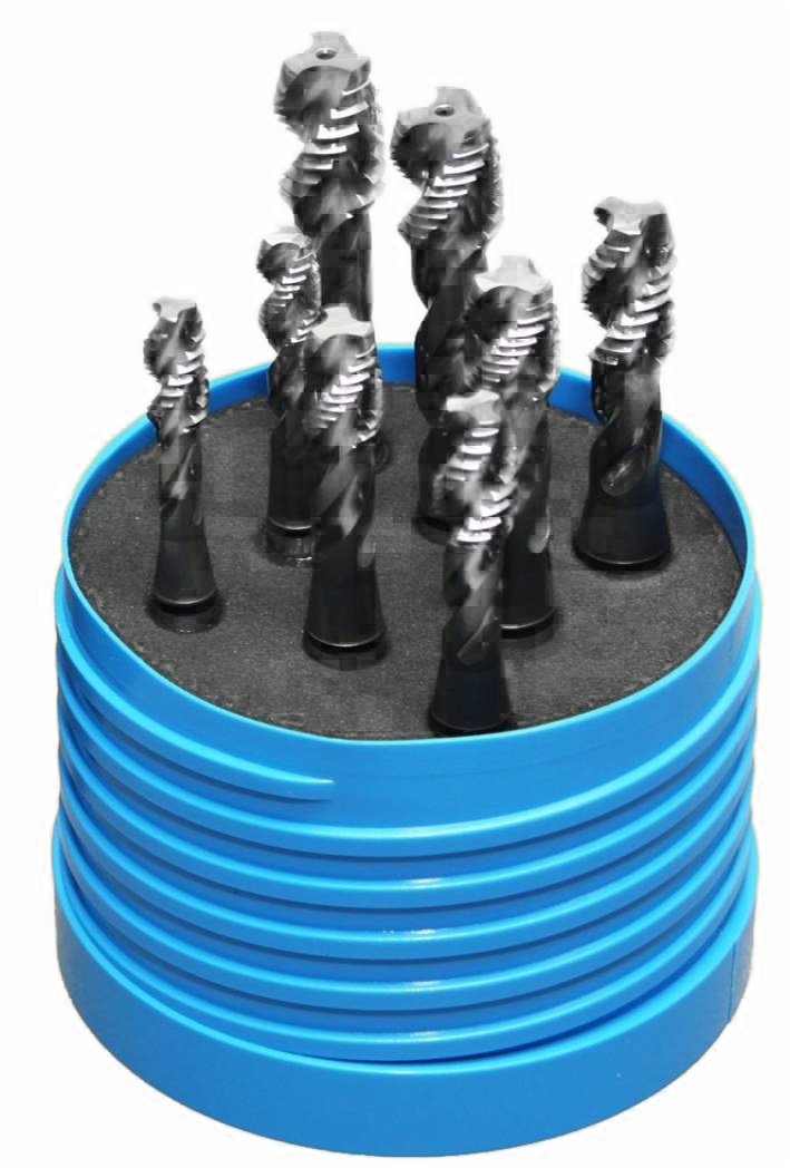 YG1 T2 Series High Speed Steel Combo Tap Set, Round Shank with Square End, Modified Bottoming Chamfer, 1/4", 5/16", 3/8", 1/2" Thread Size