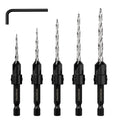 WORKPRO 5PCS Countersink Drill Bit Set, Adjustable 4-Flute Bits