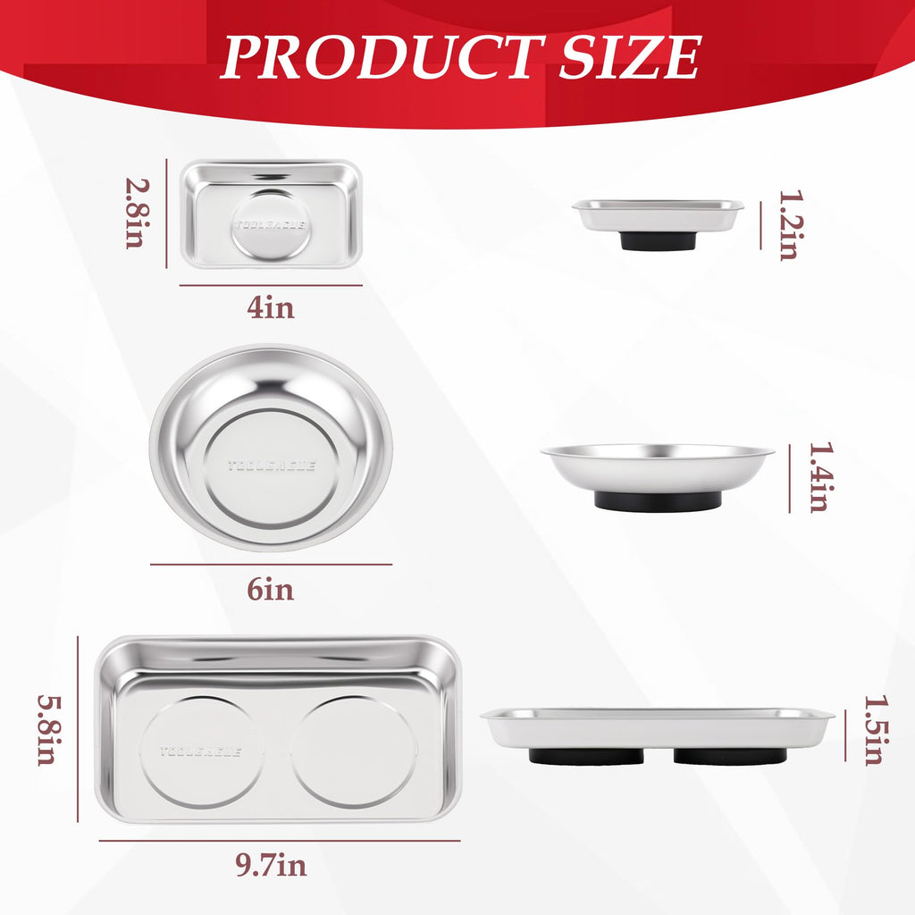 4Pcs Magnetic Parts Tray Set with 15Lb Magnetic Pickup Pen