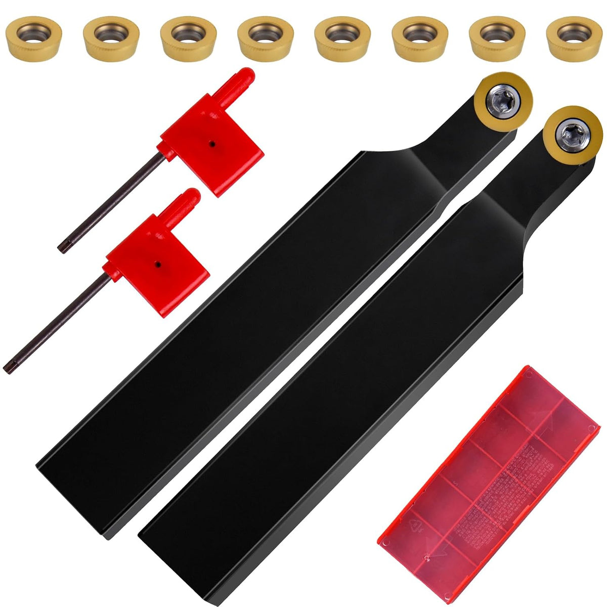 UpJiaFlarish Carbide Lathe Tool with Blade Holder - 5/8 inch SRAPR1616H10 & SRAPL1616H10 + 10pcs Carbide Inserts RPMT10T3 for Metal Lathe Cutting Tool