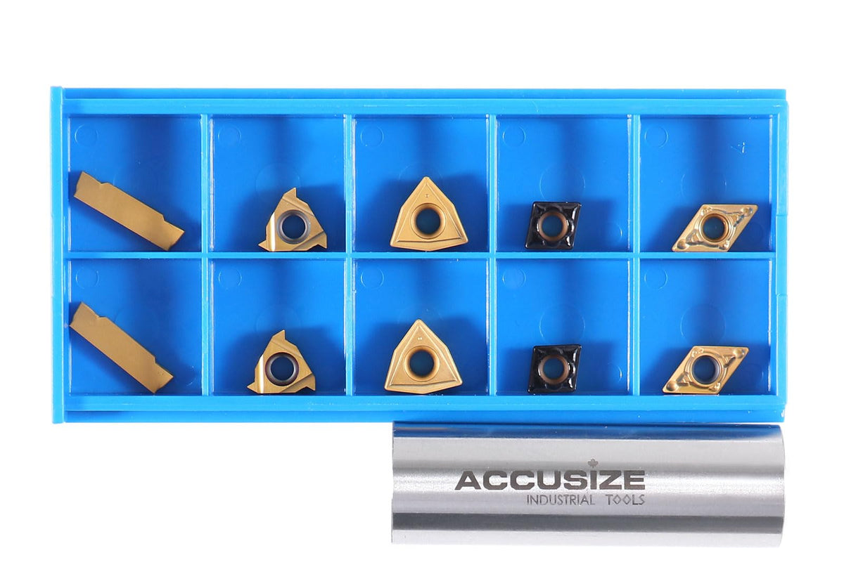 Accusize Industrial Tools 2 Pc of Each Kind of Carbide Inserts for 2387-2004, CVD Coated and Tin Coated, Total 10 Pieces, 2387-2004inserts