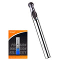 ACCUCUT I2KBL 3/8” Carbide Ballnose Long Shank End Mill- 2 Flute Milling Bit for Steel, Forge Steel, Hardened, Copper, Alloys & Materials < HRC 50 - AlTiCrN Coating CNC Router Bit, 30 Degree Helix