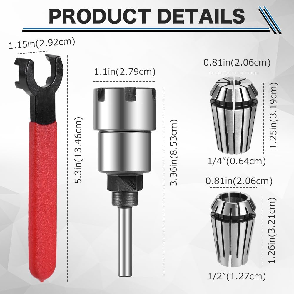 Yetaha ER20 Collet Extension Chuck Converter 1/4" Shank