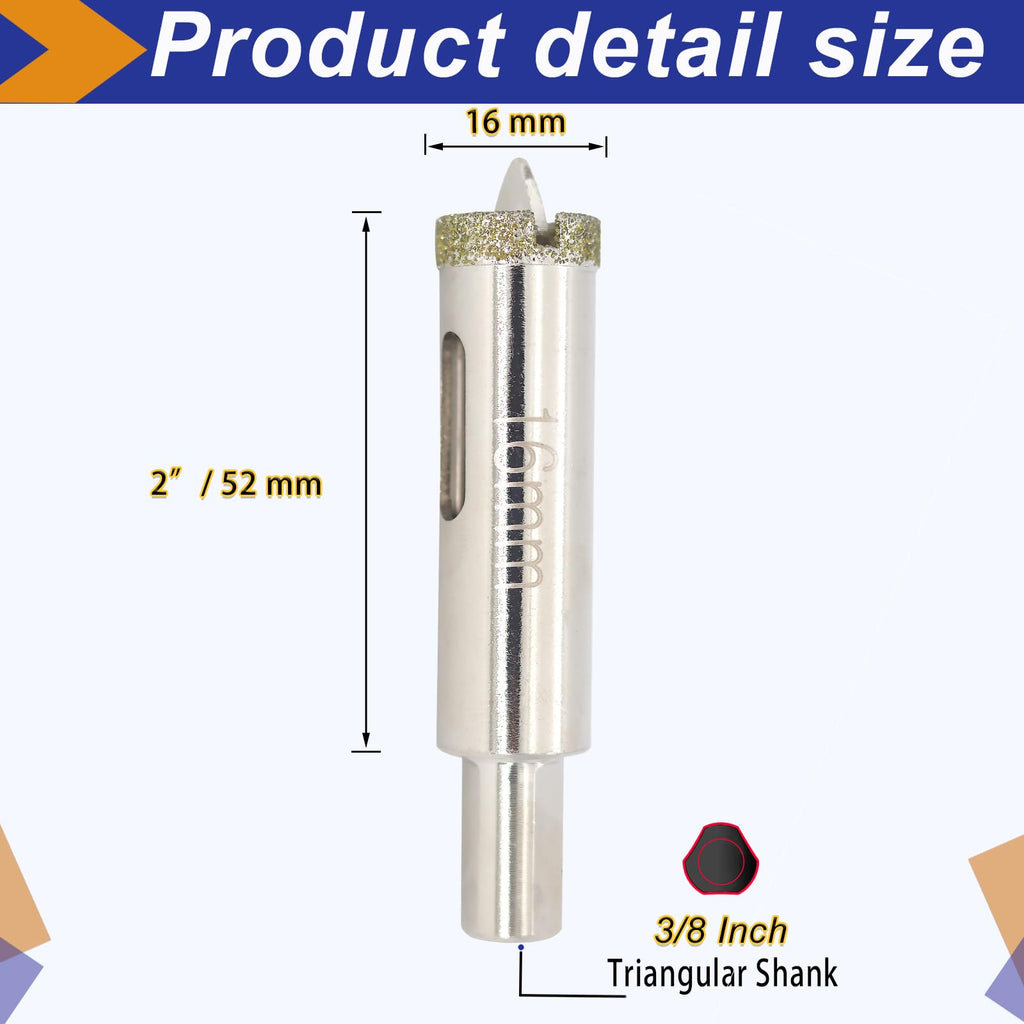 5/8" Diamond Hole Saw with Pilot Bit, DaduoRi 5/8 Inch Tile Drill Bits for Granite, Ceramics, Porcelain Tiles, Marble, Glass, Stones, 1 1/2" Depth of Cut for Thick Countertops (16mm)