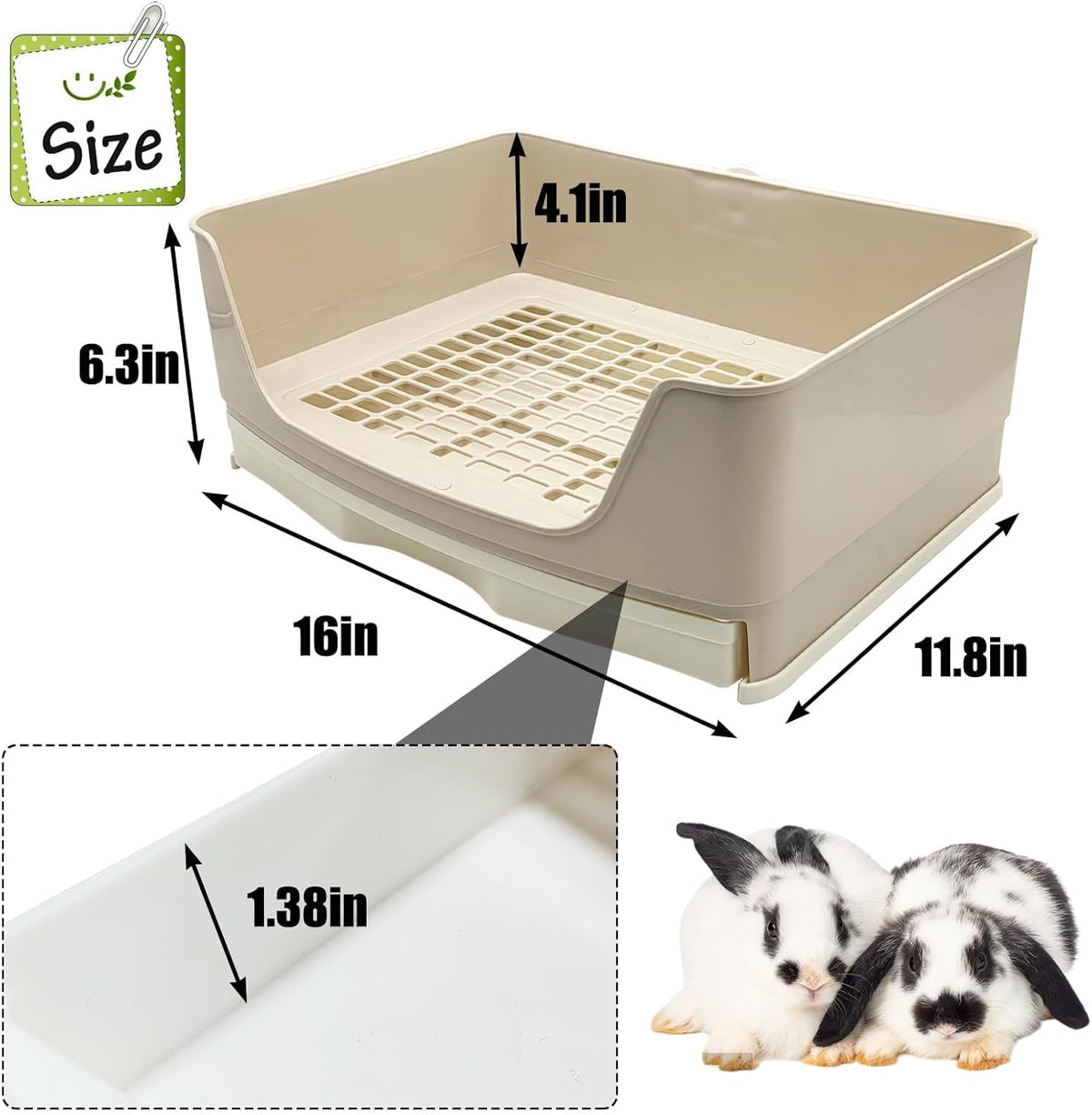 Large Rabbit Litter Box Trainer, Potty Corner Toilet with Drawer Bigger Pet Pan for Adult Hamster, Guinea Pig