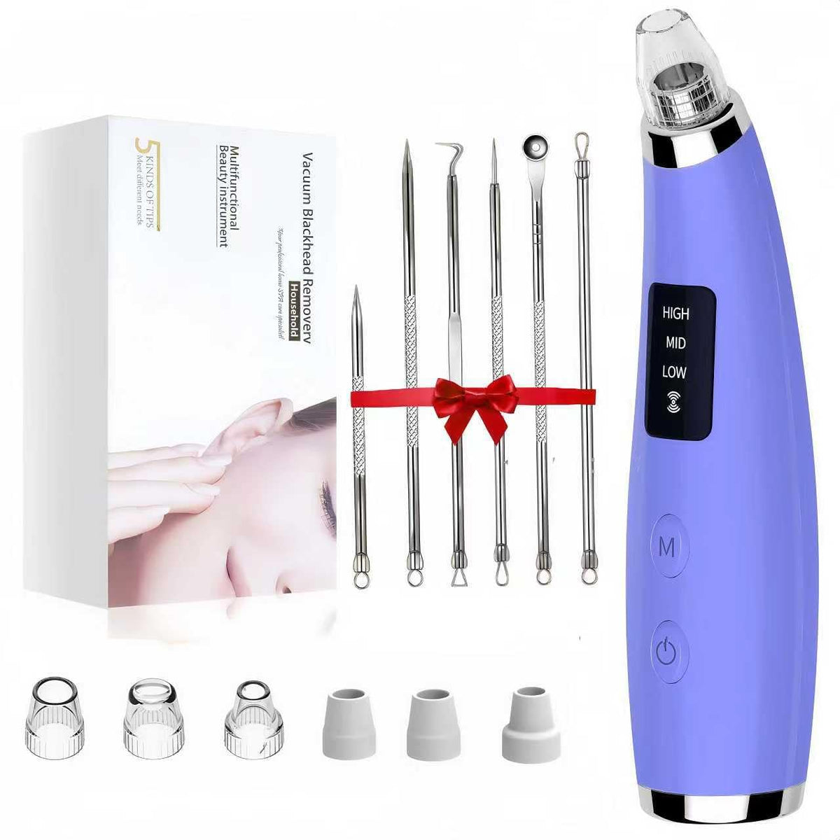 Pore Vacuum for Face & Nose - Blackhead Remover with 3 Adjustable Suction Levels, 6 Interchangeable Probes, USB-C