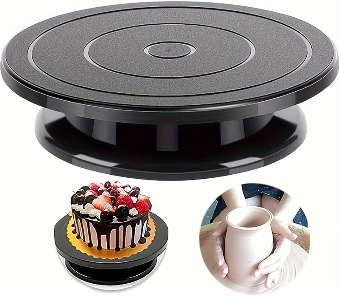 Cake Turntable, 11''Cake Stand Decorating Bakery Supplies, Turnable Black Painting Turn Table Stand for Pastries