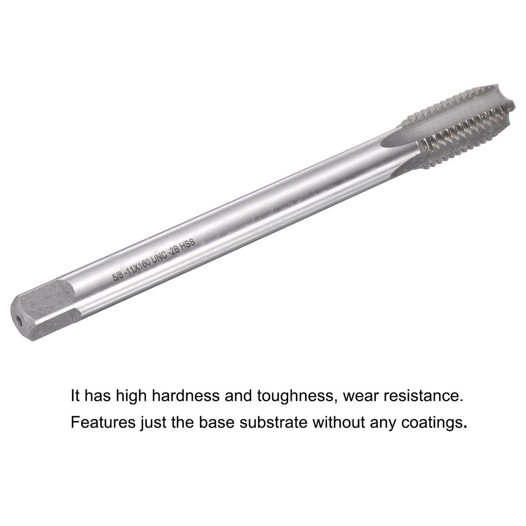 uxcell Thread Milling Taps, 5/8-11 UNC High Speed Steel 6542 (HSS6542) 3 Straight Flutes Machine Screw Thread Threading Tap, 6" Length (Extra Long）