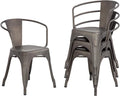 Metal Dining Chairs Set of 4 Patio Chiar Indoor Outdoor Kitchen Chairs 18 Inch Seat Height Restaurant Chair 330LBS