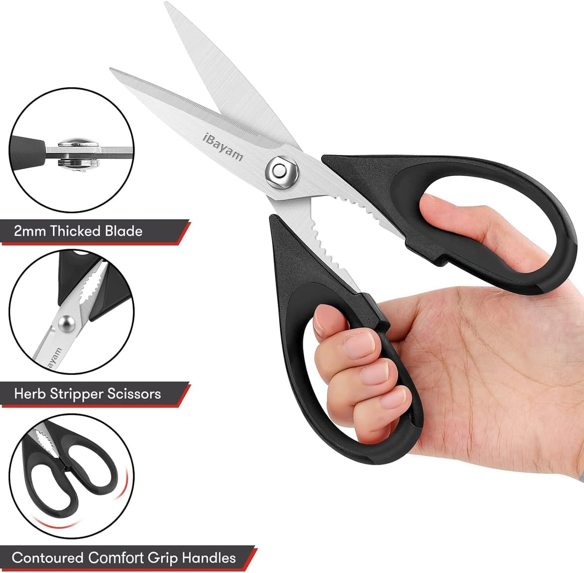 2 Pack All Purpose Kitchen Shears Heavy Duty - Stainless Steel Kitchen Scissors With Protective Sheath, Soft