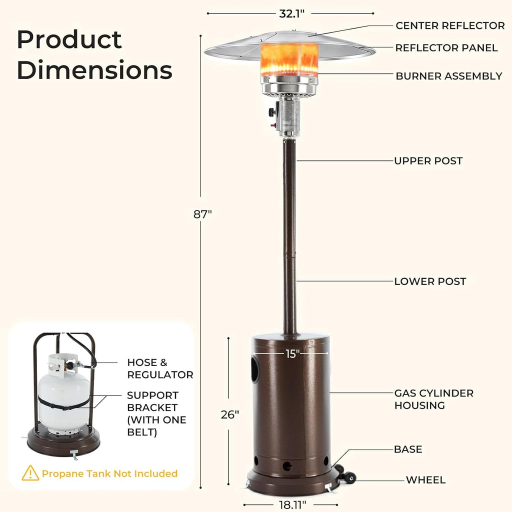 Patio Heater 48,000 BTU Propane Heater for Outdoor Use