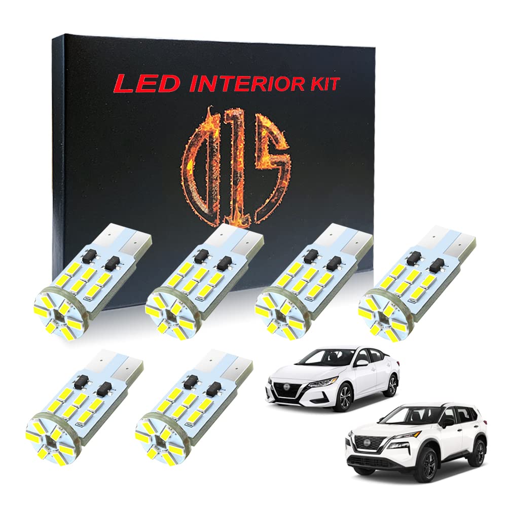 D15 Lighting LED Interior Light Kit Accessories for Nissan Rogue Kicks Sentra Versa 2021 2022 2023 2024 6000k White Map Dome Trunk License Plate Bulbs (9 Pieces)