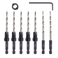 Newdeli 9pcs Wood Countersink Drill Bit Set 1/4" Quick Change Shank - 5Pc Adjustable Countersink Bit #8(11/64") - 2 Extra 11/64 Tapered Drill Bits - 1 Adjust Collar - 1 Wrench, Pilot Screw Hole Set