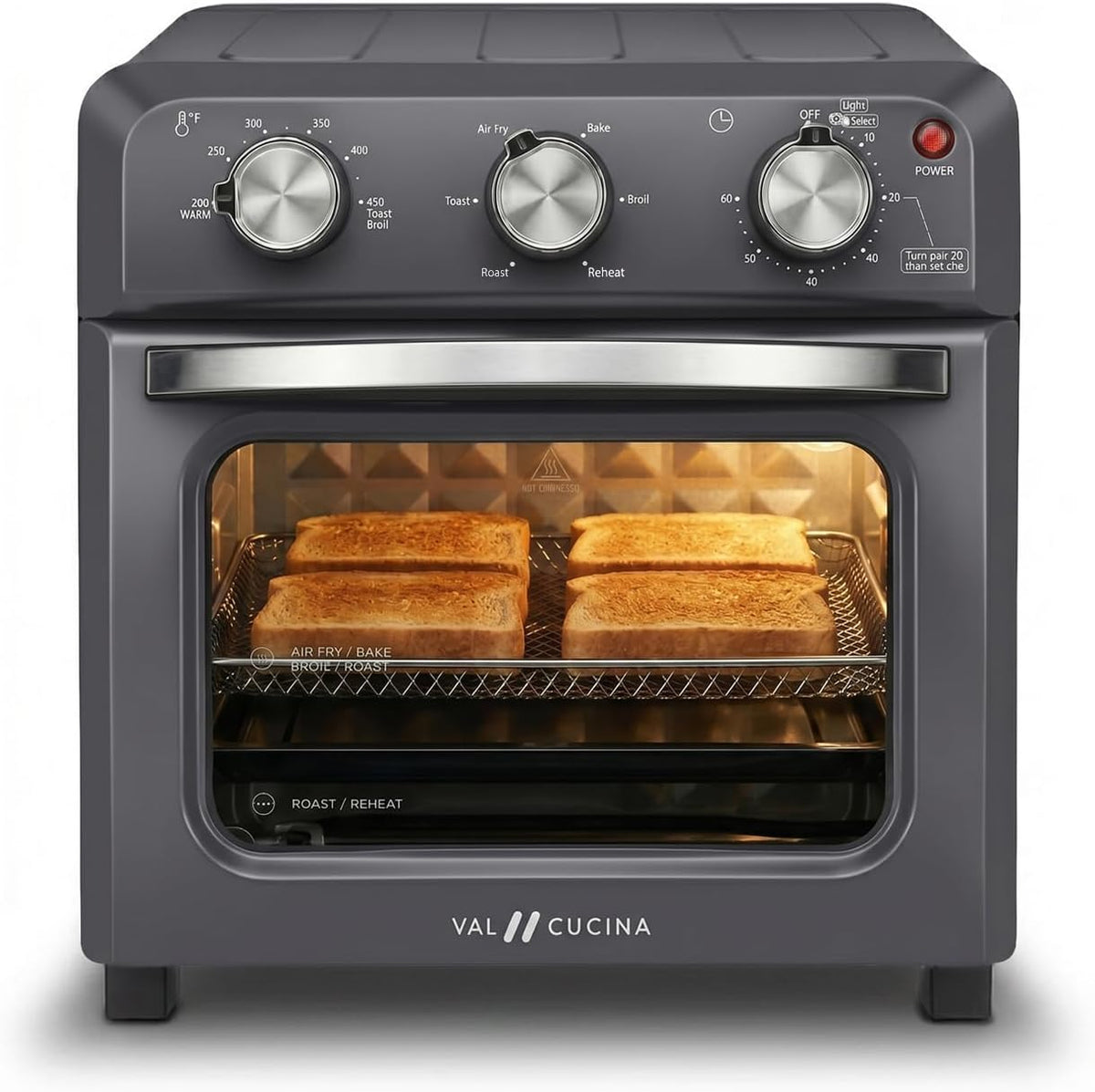 6-in-1 Retro Air Fryer Toaster Oven Combo, Compact 12.7 QT Small Countertop Convection Oven, Fits 9" Pizza & 4 Toast
