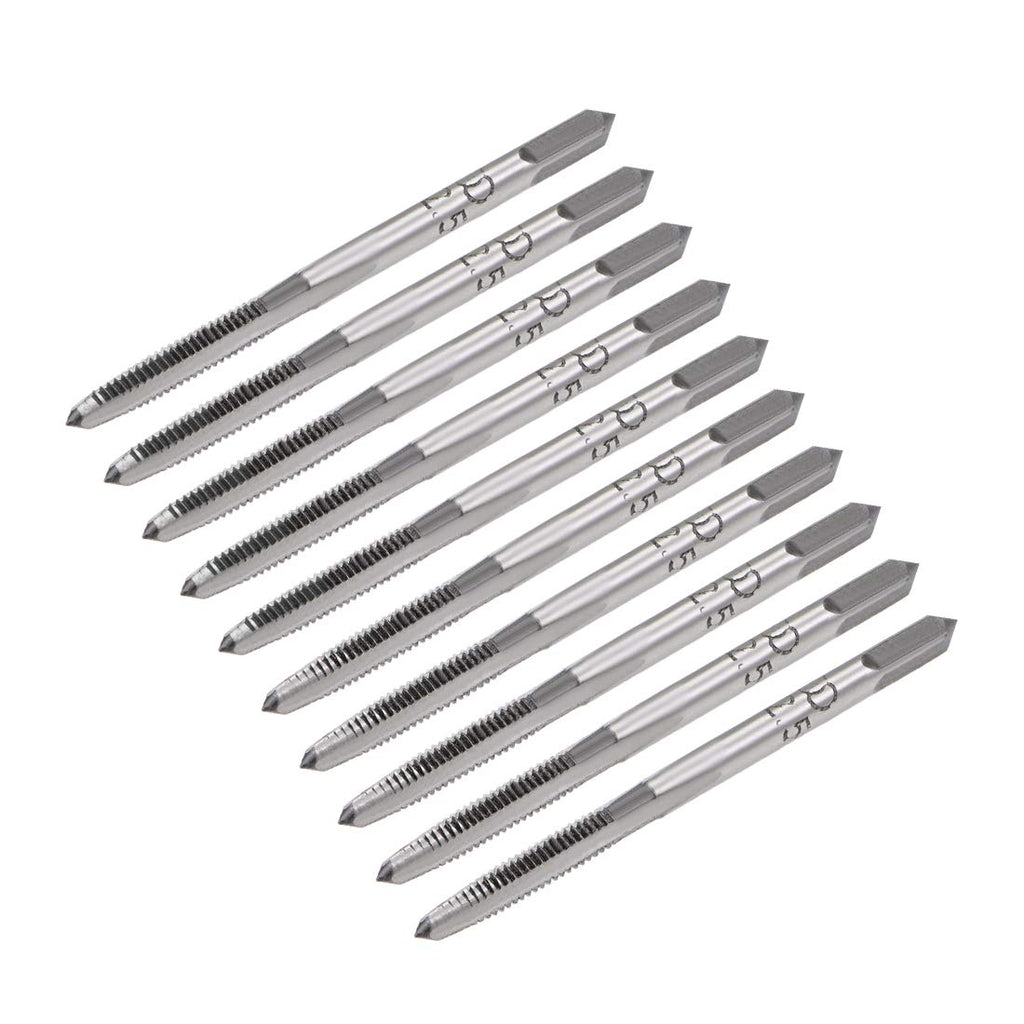 uxcell 5 Pairs Metric Hand Threading Tap Set M2.5 Thread 0.45mm Pitch Taper & Plug Milling Taps Straight Flutes High Speed Steel