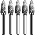 KOTVTM SF-5 Tungsten Carbide Burr Set Double Cut Rotary Burrs File(1/2” Cutter Dia X 1”Cutter Length) with 1/4'' (6.35mm) Shank for Die Grinder Drill Bits (Pack of 5)…