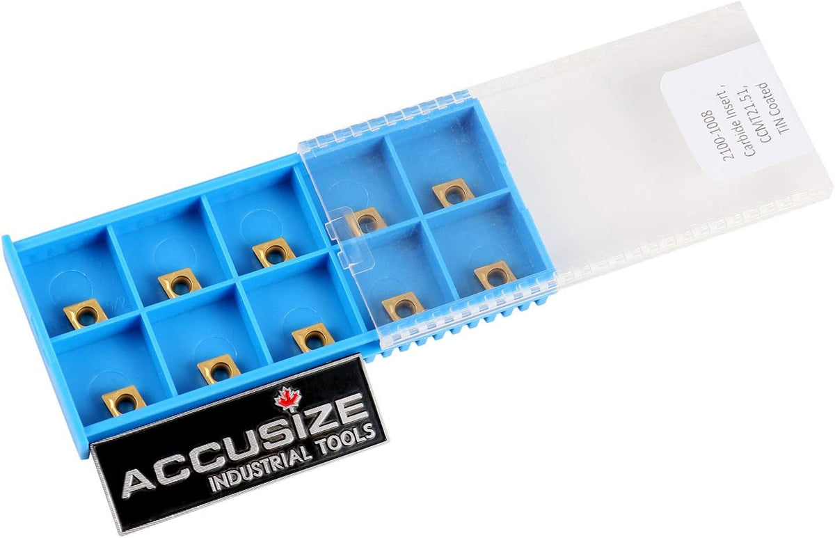 Accusize Carbide Inserts, CCMT21.51, TiN Coated, 2100-1008x10