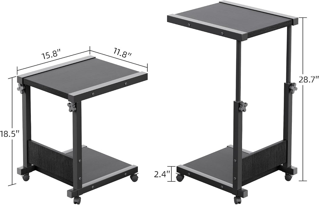 Hospital Bedside Table with Wheels Adjustable Height Sofa Side, Rolling Hospital Table, Mobile Computer Desk Laptop