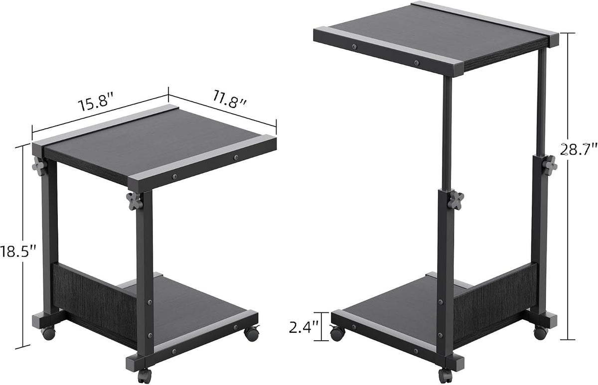 Hospital Bedside Table with Wheels Adjustable Height Sofa Side, Rolling Hospital Table, Mobile Computer Desk Laptop