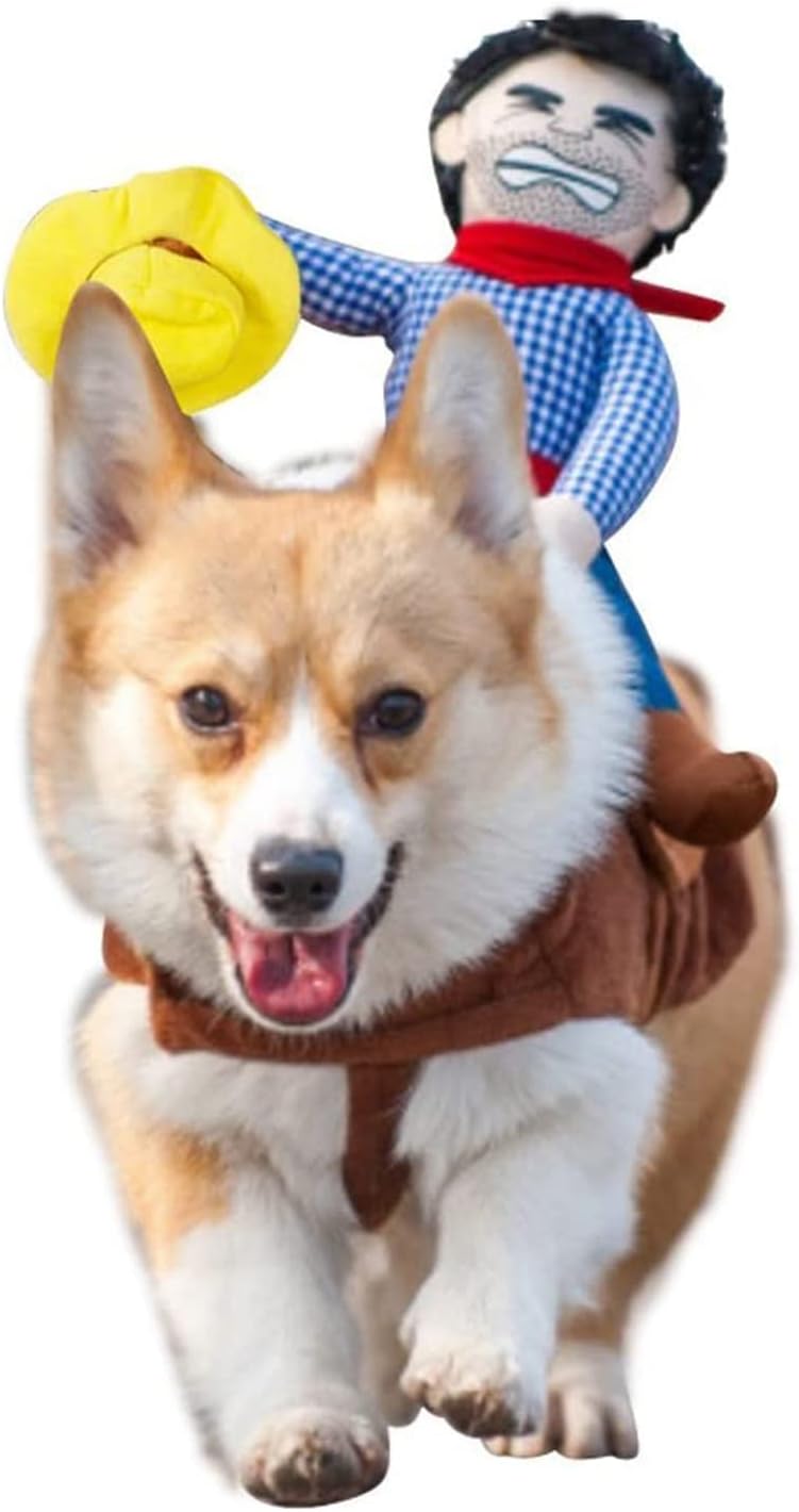 Pet Costume Dog Costume Clothes Pet Outfit Suit Cowboy Rider Style with Doll and Hat Pet Costume (S)