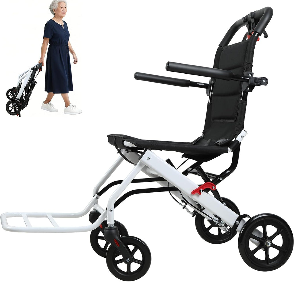 Wheelchairs for Adults, Transport Wheelchair Lightweight Foldable(18.5lbs), 18 Inch Wide-Seat Transport Chair