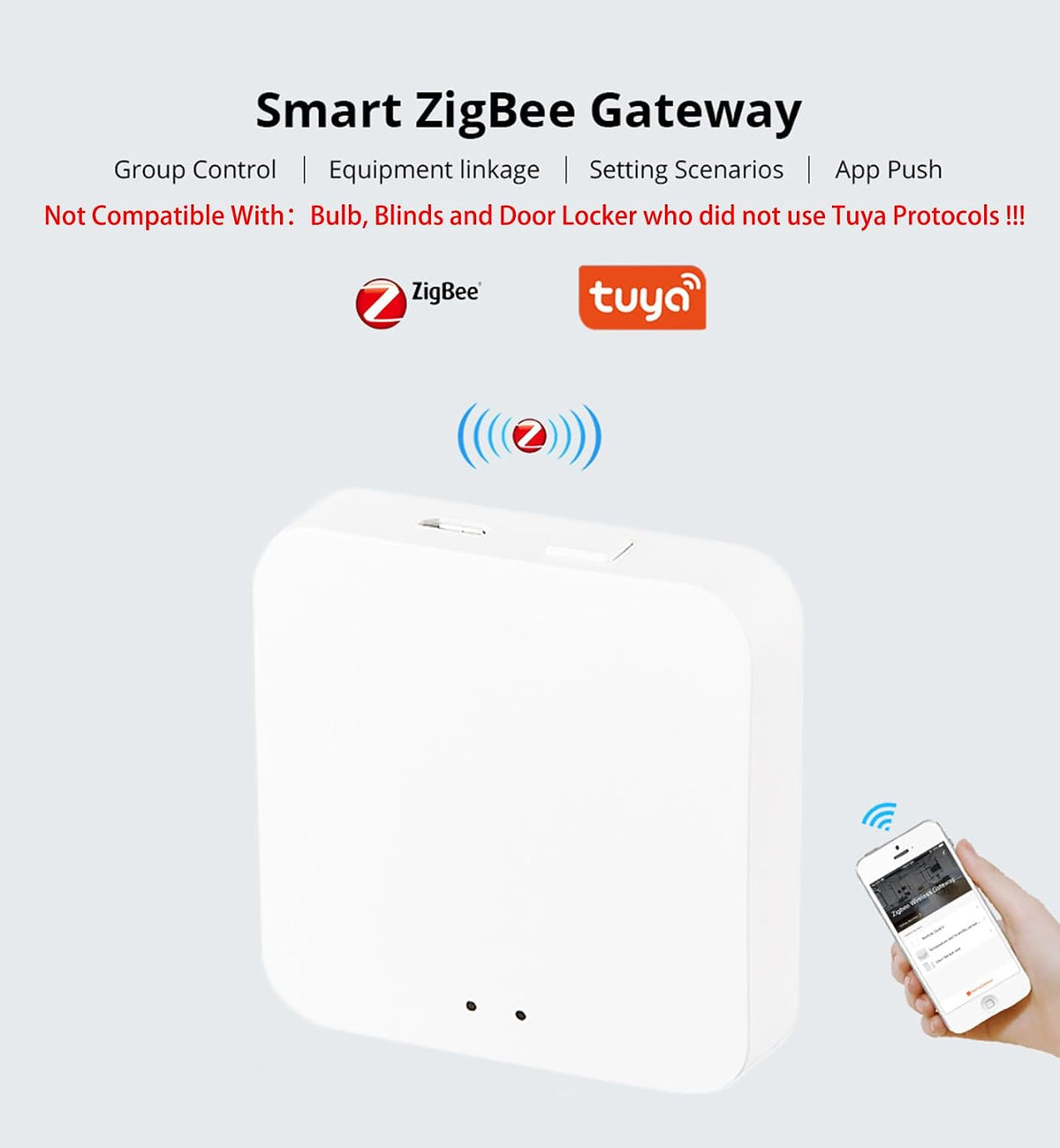 ZigBee Hub WiFi & Bluetooth Dual Mode Gateway, Only for Tuya Product Smart Home Bridge Wireless Remote