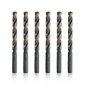 Drill America 3/8" High Speed Steel Black & Gold KFD Split Point Drill Bit (Pack of 6), KFD Series