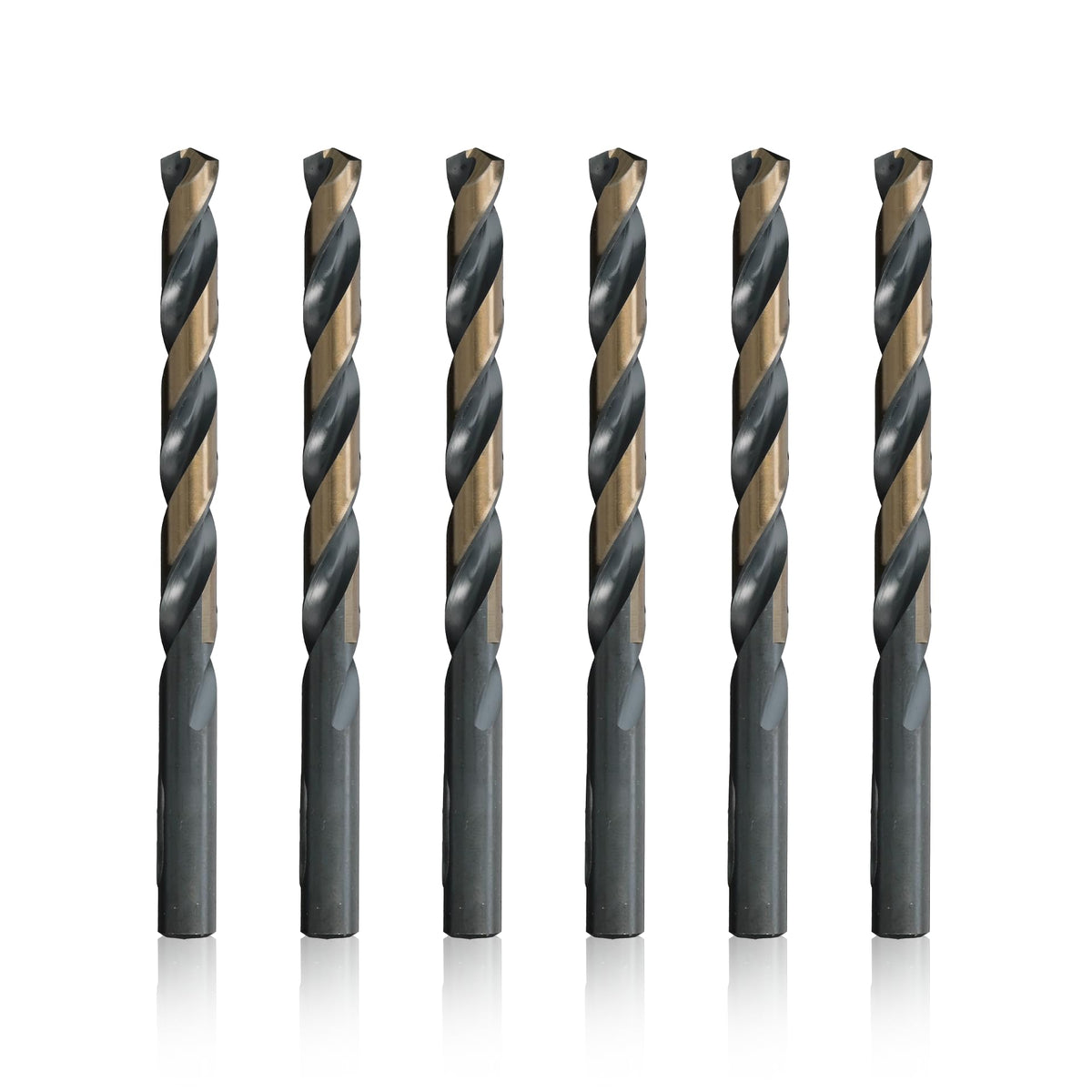 Drill America 3/8" High Speed Steel Black & Gold KFD Split Point Drill Bit (Pack of 6), KFD Series
