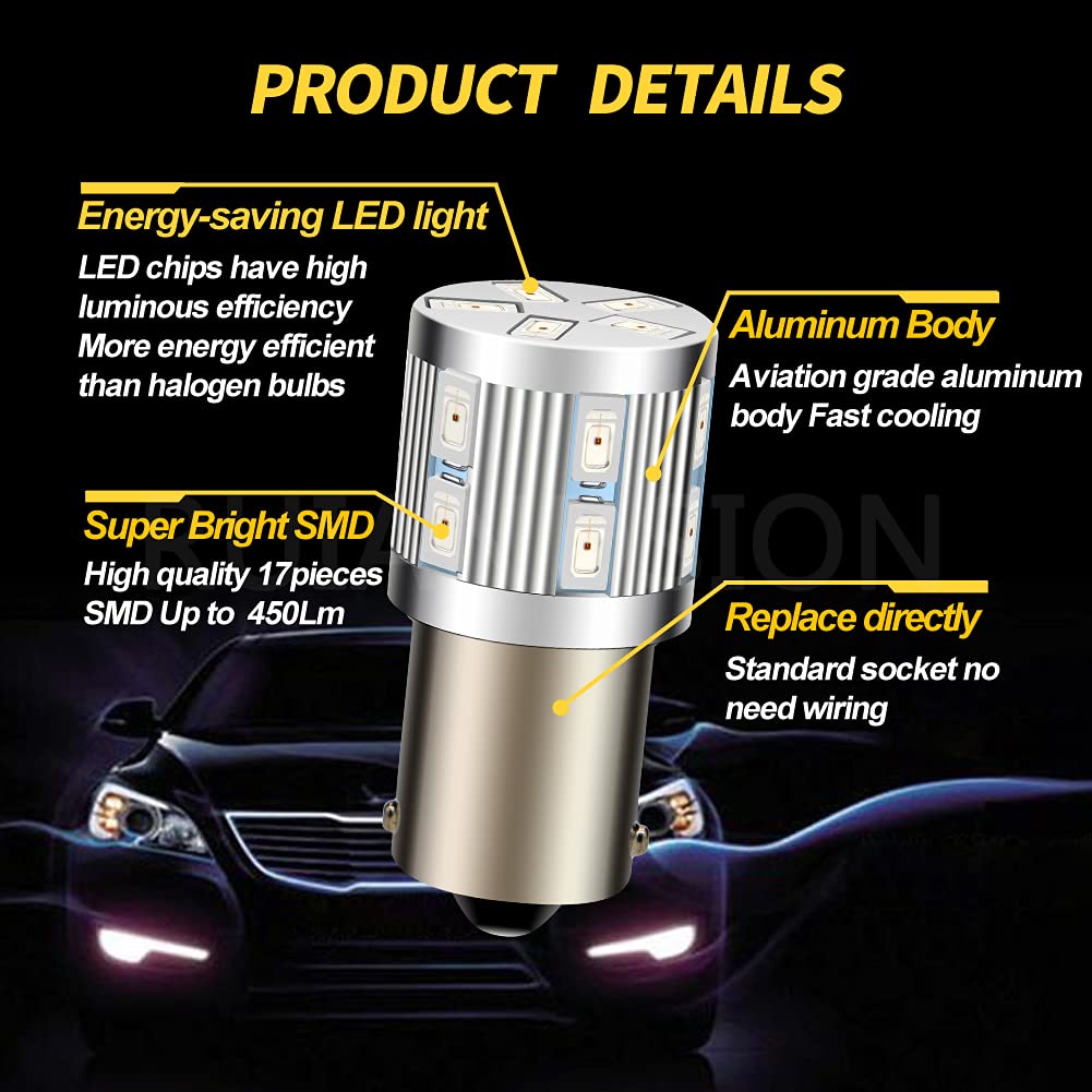 Ruiandsion 2pcs 1156 LED Bulbs red 6V BA15S 5630 17SMD LED Bulbs Replacement for Backup Reverse Signal Tail Lights