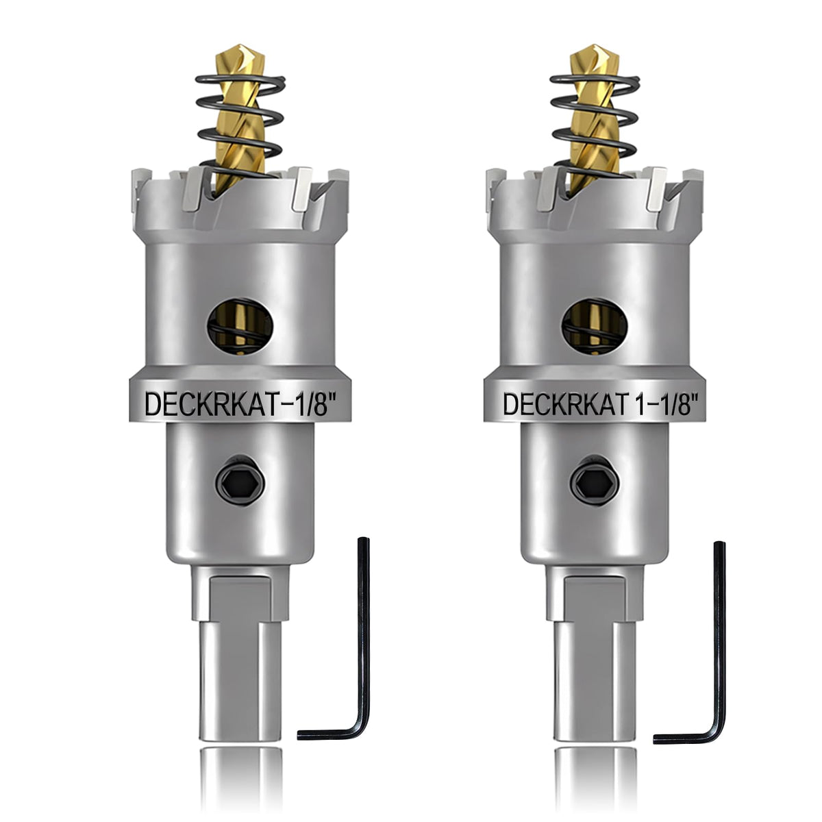 2-Pack 1-1/8" TCT Hole Saws for Hard Metal, Heavy Duty 28mm Tungsten Carbide Tipped Hole Cutters Set with Spring-Loaded Pilot Drill Bits for Stainless Steel, Metal, Iron, and Plastic