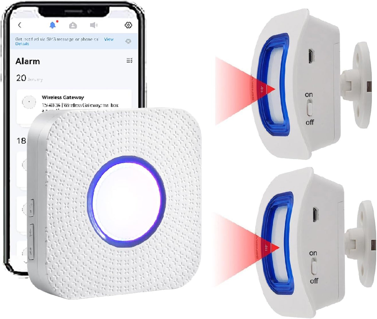 WiFi Bed Sensor Alarm and Fall Prevention for Elderly/Dementia and More,Caregiver Pager Motion Sensor Alarm with