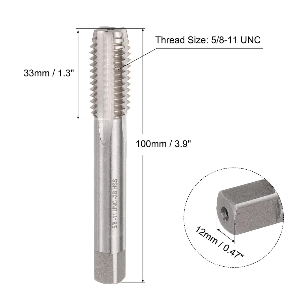 uxcell 5/8-11 UNC B2 Spiral Point Thread Tap, Screw Tap Threading Tapping Tool, High Speed Steel Machine Taps Tapping Bit