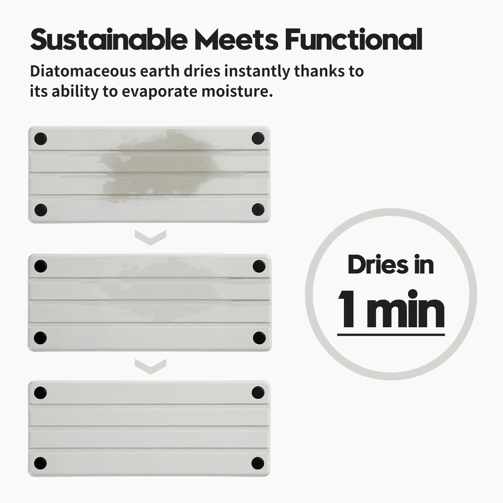 Instant Dry Sink Caddy Kitchen Sink Organizer, Quick Drying Diatomaceous Earth Stone Sink Tray Sponge Holder Soap