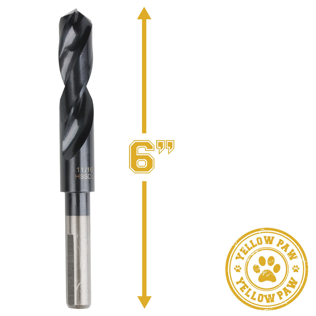 11/16 Inch Drill Bit (3 Pack) Industrial Grade M35 Cobalt Titanium Aluminum Nitrite - 11/16" Diameter & Total Length of 6" with Working Length of 3" Easily Drill Into Metal, Steel, & Aluminum