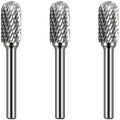KOTVTM Carbide Burr Set 1/4" Shank SC-3 Die Grinder Bits Tungsten Double Cut Burr Bits (3/8" Cutter Dia X 0.80" Cutter Length) for Die Grinder Kits Metal Grinding Drilling Polishing (3pcs)