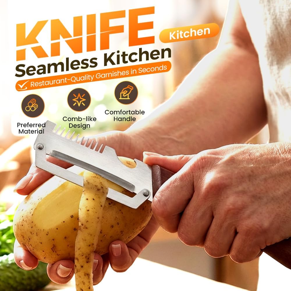 Premium Vegetable Peeler with Wooden Handle and Bottle Opener, Multi-Functional Vegetable Peeler for Kitchen, Kitchen