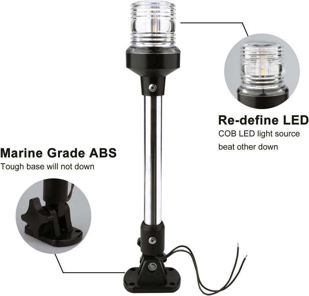 marinexplore Boat Stern Light 12'',White LED Anchor Light,Bimini Top Lights