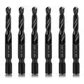 6-Piece 10-24NC Combination Drill Tap Countersink Bit Set SAE, Made of High-Speed Steel with Anti-Rust Blackened Coating, Ideal for Soft Metal, Wood & Plastic, 10-24NC Thread Size, 1/4" Hex Shank