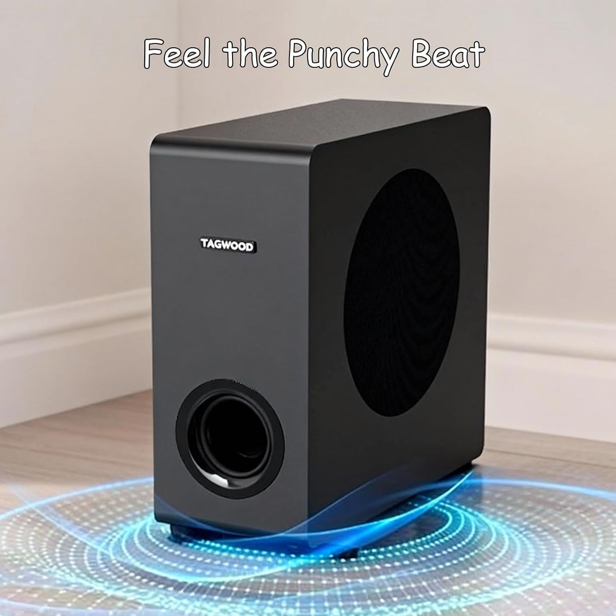 RGB Gaming Soundbar with Subwoofer, 2.1 Channel 80W Bluetooth Sound Bar with Dynamic LED Lights Sync to Music &