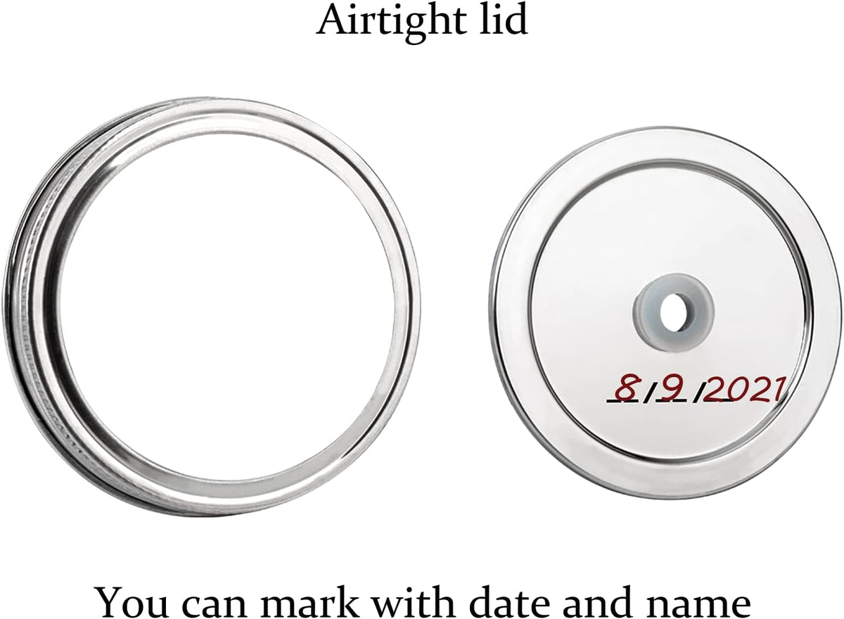 Fermentation Kit, Stainless Steel Lids with Weights & Airlocks | 4 Pack Fermenting Lids for Homemade Pickles, Kimchi