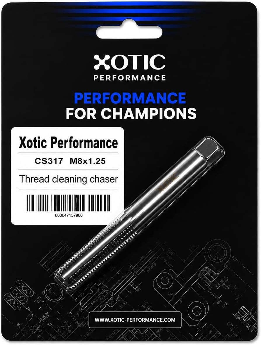 Thread Chaser Tool - Thread Cleaning & Restoration for Lightly Damaged Threads, HSS 4241 Steel, Removes Rust & Debris - Not a Tap, Metric & SAE Compatible (M8 x 1.25) - Xotic Performance