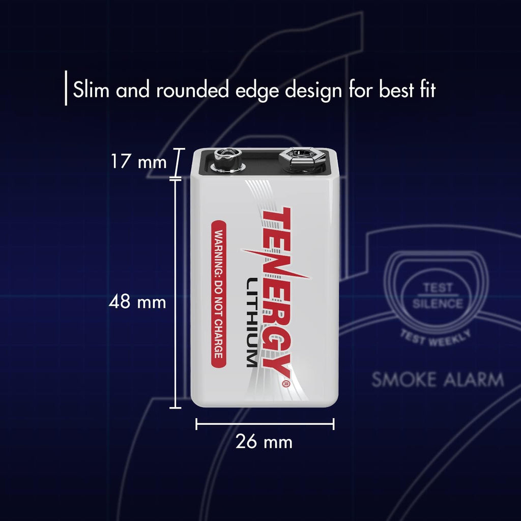 9V Lithium Batteries, 1200mah Non-Rechargeable Batteries, 10 Years Shelf Life Lithium 9 Volt Batteries, 4 Pack