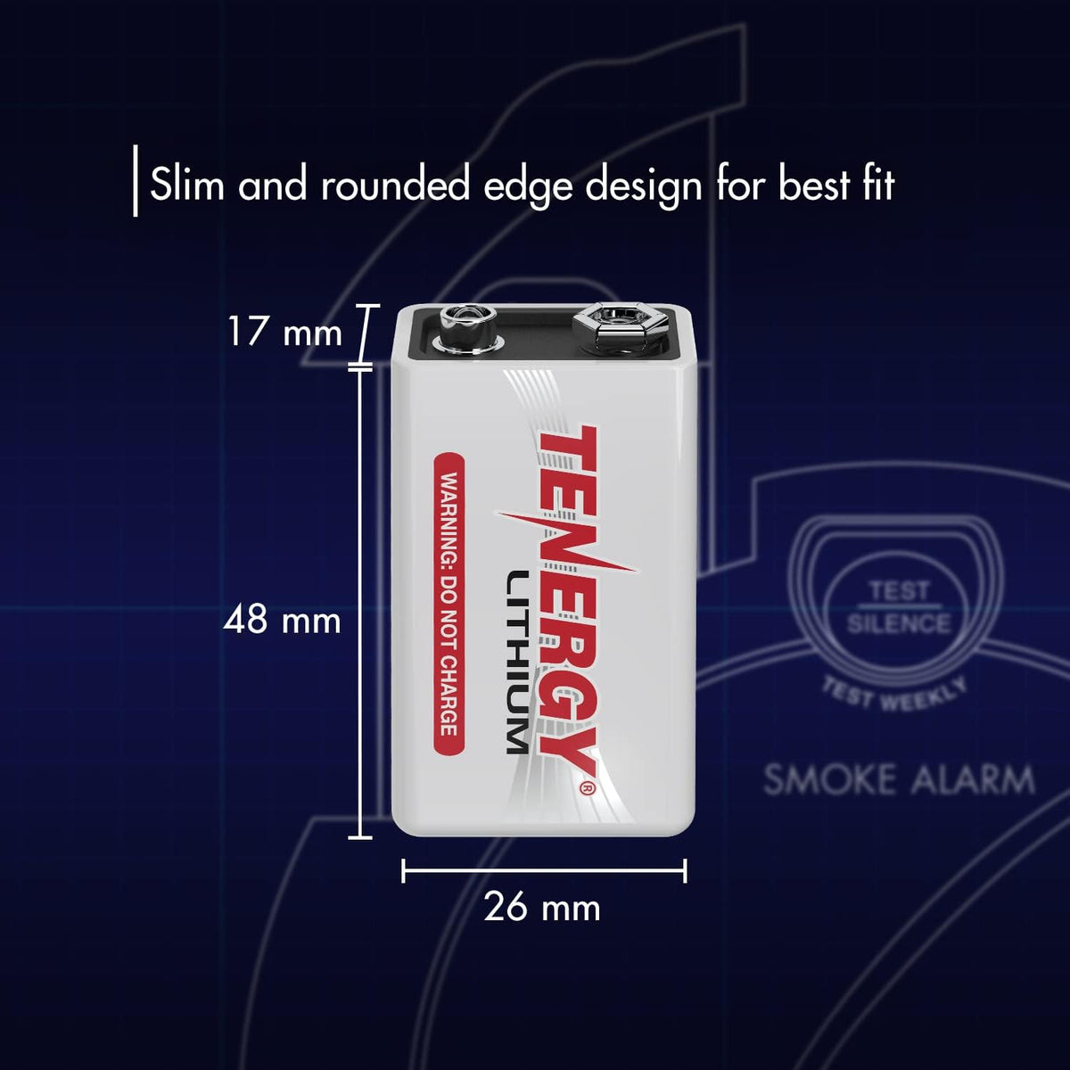 9V Lithium Batteries, 1200mah Non-Rechargeable Batteries, 10 Years Shelf Life Lithium 9 Volt Batteries, 4 Pack