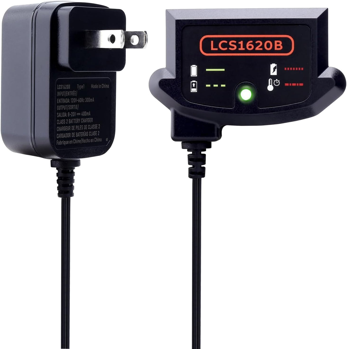 Lasica Compatible with Black and Decker 20V Lithium Battery Charger LCS1620B Compatible with Black & Decker 20 Volt Max Lithium Battery LBXR20 LBXR2020-OPE LB2X3020 LB2X4020 LBX4020 90590282 BDCAC202B