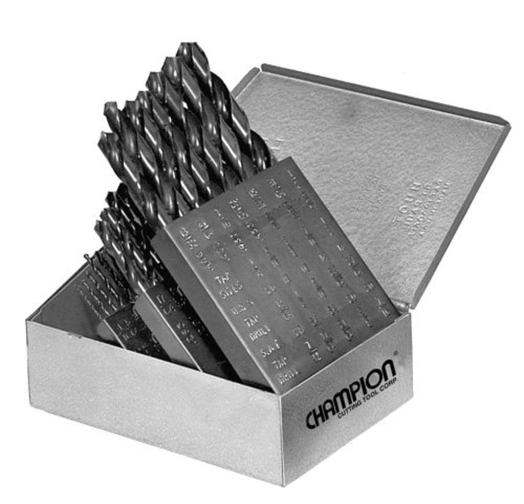 Champion Cutting Tool 29PC HSS Jobber Drill Bit Set - 118 Deg. Black Oxide Treated Contractor Series