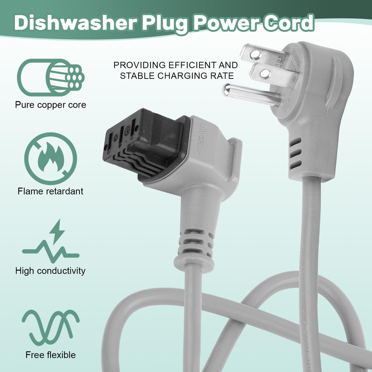 00752018 Dishwasher Power Cord, Replacement SMZPC002UC Plug Cord