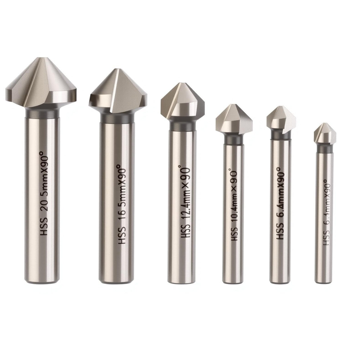 Countersink Drill Bit Set for Steel, 3 Flute 90 Degree HSS Chamfering Tool Bit for Metal Wood Woodworking Metal Working Tool Bit Set, Pack of 6pcs 1/4 1/2